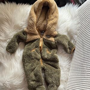 Cozy Olive Green and Tan Baby One Piece from Eddie Bauer